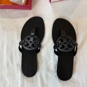 Tory Burch Black Sandals with Logo Detail